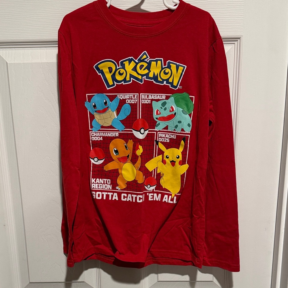 Pokemon Red Long Sleeve Tee with Characters